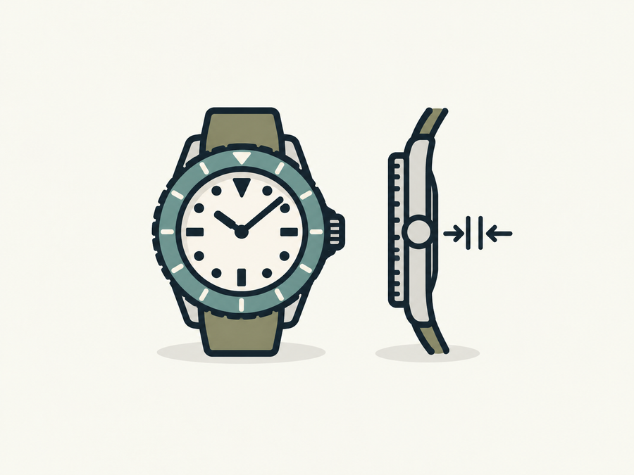 Slim diver watch thickness concept